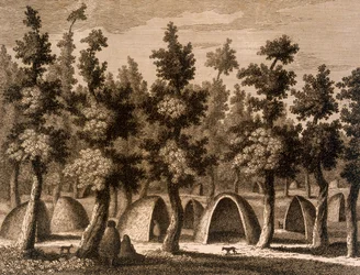 Ansicht eines Dorfes in der Bucht von Good Success, Feuerland, 1777